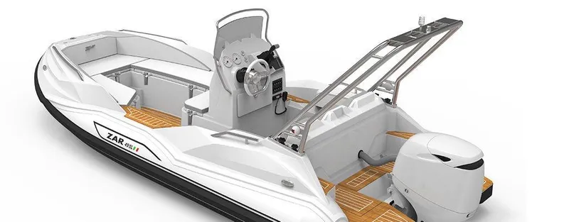 Slide: The Image of 2024 Zar Formenti 49 SL inflatable boat with outboard motor and modern design. - 7