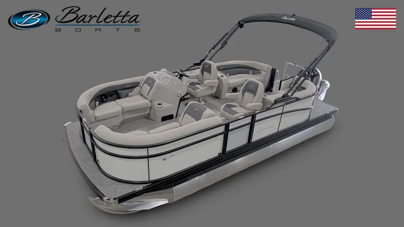 Slide: The Image of 2024 Barletta ARIA 20QC pontoon boat with sleek design and comfortable seating. - 1