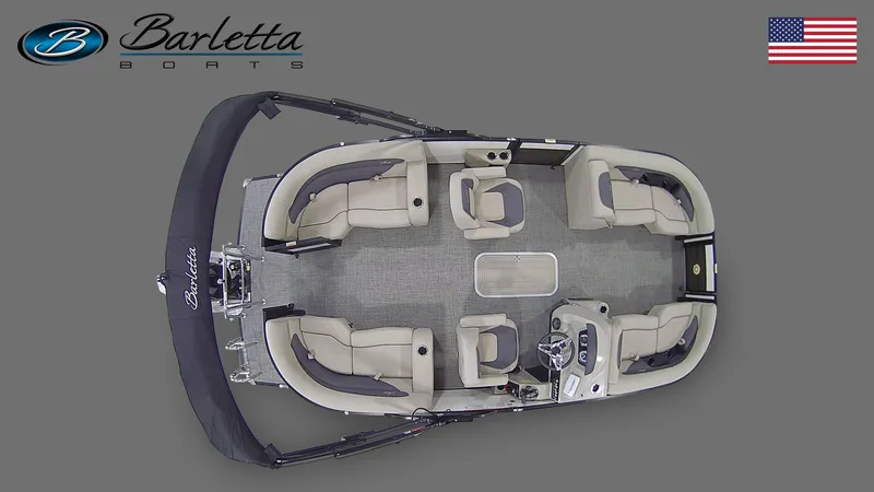Slide: The Image of 2024 Barletta ARIA 20QC pontoon boat, top view, spacious seating, luxury design. - 5