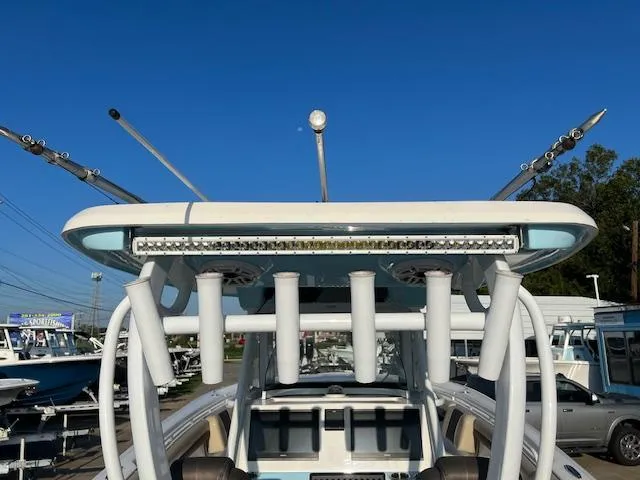 Slide: The Image of Tidewater 320 CC Adventure 2020 boat with rod holders and LED light bar. - 12