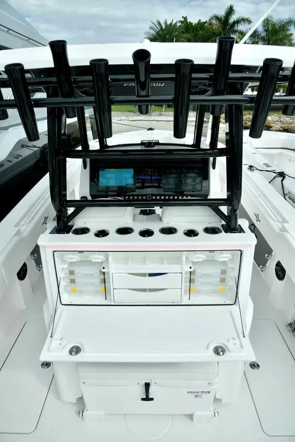 Slide: The Image of 2024 Fountain Bluewater 38 Tournament Edition fishing boat console. - 17