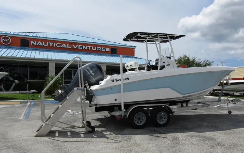 Slide: The Image of 2024 Wellcraft 202 Fisherman boat on trailer at Nautical Ventures dealership. - 3