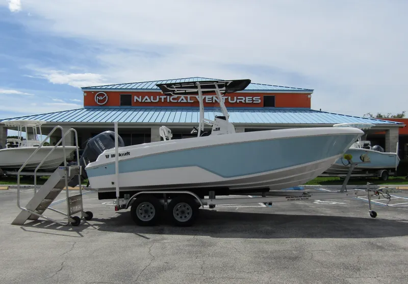 Slide: The Image of 2024 Wellcraft 202 Fisherman boat on trailer at Nautical Ventures dealership. - 4