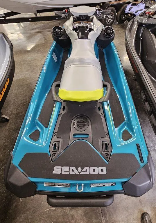 Slide: The Image of 2024 Sea-Doo GTI™ SE 170 Tech, Audio, iDF, iBR in blue, rear view. - 3