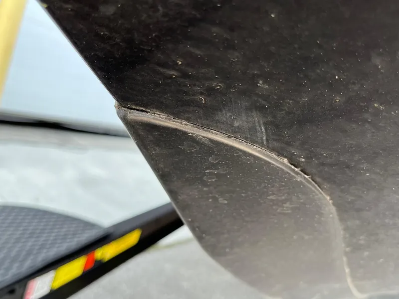 Slide: The Image of Close-up of 2024 Ranger Z520R boat hull showing detail and texture. - 2