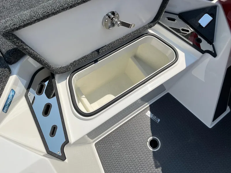 Slide: The Image of 2024 Ranger Z520R storage compartment with lock and sleek design. - 8