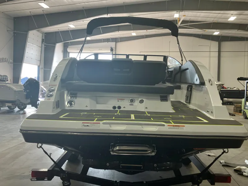 Slide: The Image of 2024 Scarab 285 boat interior with modern seating and sleek design. - 16