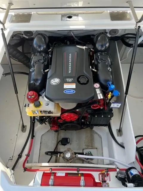 Slide: The Image of 2021 Cobalt R6 boat engine compartment with Volvo Penta engine. - 3