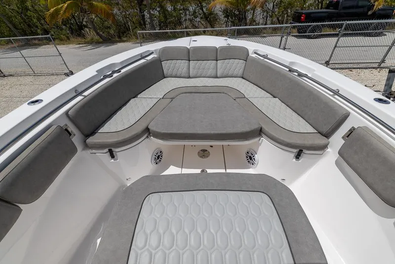 Slide: The Image of 2024 Sea Fox 288 Commander boat with spacious seating and modern design. - 16