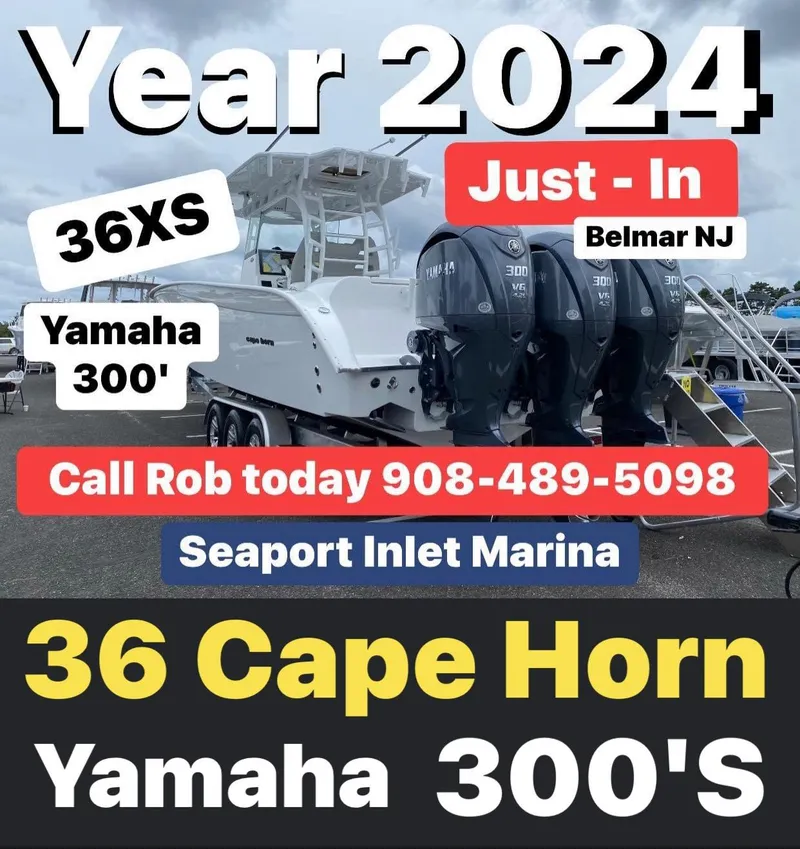 The Image of 2024 Cape Horn 36 XS with Yamaha 300 engines at Seaport Inlet Marina, Belmar NJ. - 1