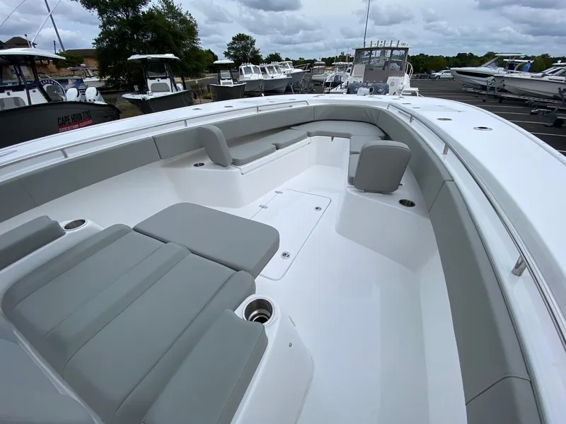 Slide: The Image of 2024 Cape Horn 36 XS boat with spacious seating and modern design. - 10