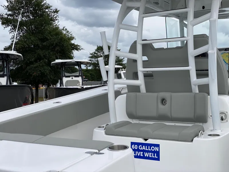 Slide: The Image of 2024 Cape Horn 36 XS boat with 60-gallon live well and seating. - 5