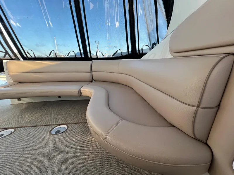 Slide: The Image of 1999 Cruisers Yachts 3575 Esprit interior seating area with beige leather upholstery. - 36