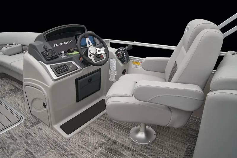 Slide: The Image of 2024 Ranger Reata 243C boat deck with stainless steel cleat. - 30