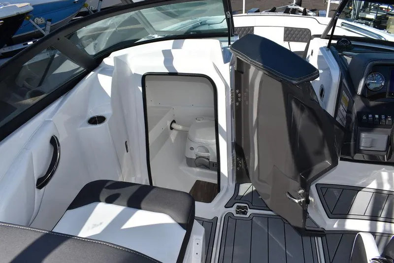Slide: The Image of 2024 Monterey M-45 boat interior with open compartment and seating area. - 30