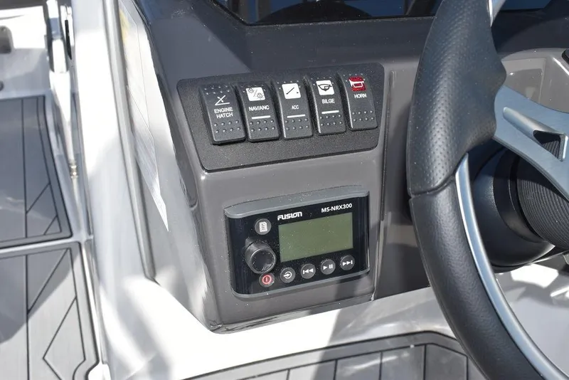 Slide: The Image of Control panel of 2024 Monterey M-45 boat with Fusion stereo system. - 35