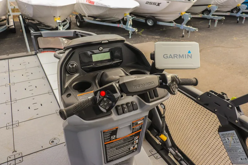 Slide: The Image of 2024 Sea-Doo Switch Sport 21 dashboard with Garmin navigation system. - 10