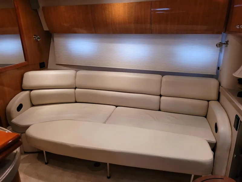 Slide: The Image of Luxurious leather seating in the 2004 Regal 3860 Commodore yacht interior. - 46