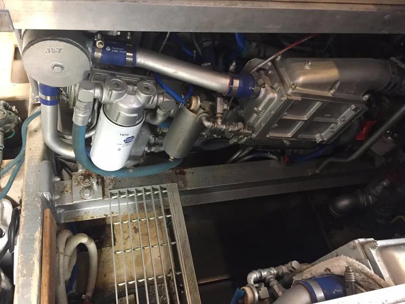 Slide: The Image of Engine room of a 1989 Viking 41 Sportfish Convertible boat. - 23