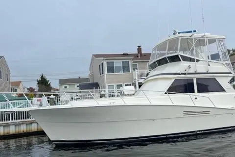 Slide: The Image of 1989 Viking 41 Sportfish Convertible near coastal homes. - 39