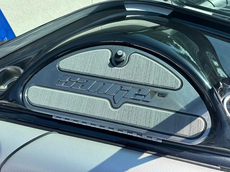 Slide: The Image of 2024 Sanger V215 SX boat dashboard close-up. - 18