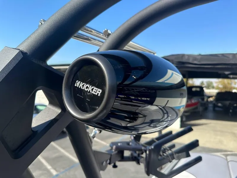 Slide: The Image of Close-up of Kicker speaker on 2024 Sanger V215 SX boat. - 35