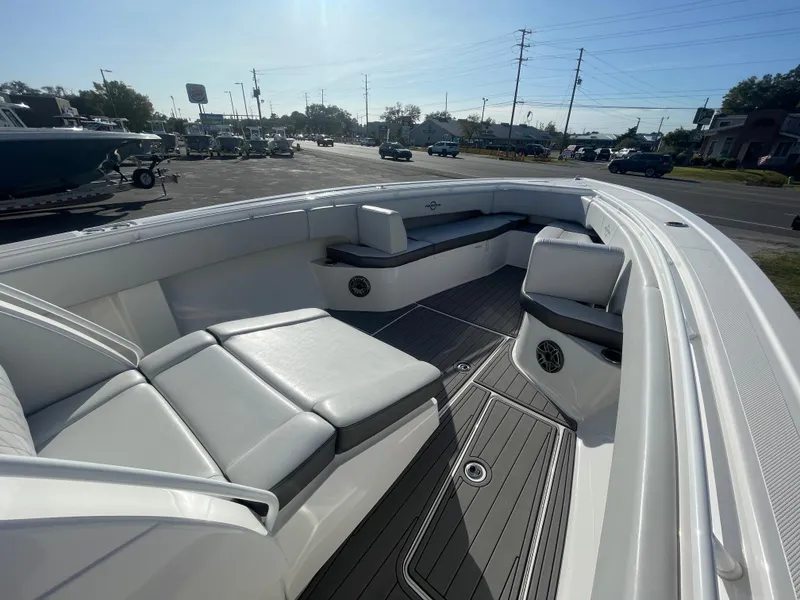 Slide: The Image of 2020 Fountain 38 Center Console boat with spacious seating and modern design. - 16