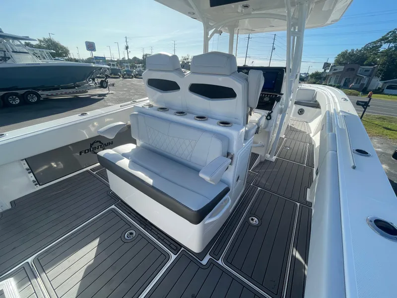 Slide: The Image of 2020 Fountain 38 Center Console boat with luxurious seating and modern design. - 8
