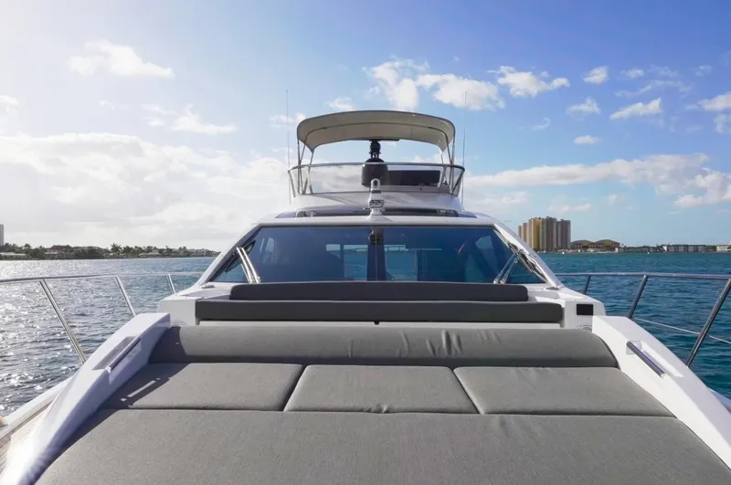 Slide: The Image of Azimut S6 Sports Fly 2021 yacht on water, showcasing sleek design and luxury features. - 4