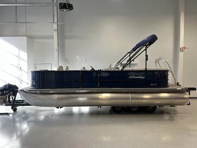 Slide: The Image of 2024 Bentley Pontoons Fish 223 Center Walk-Thru 3/4 Tube in showroom. - 2