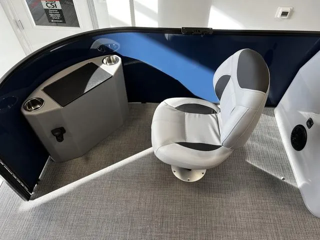 Slide: The Image of 2024 Bentley Pontoons Fish 223 Center Walk-Thru 3/4 Tube interior seating area. - 9