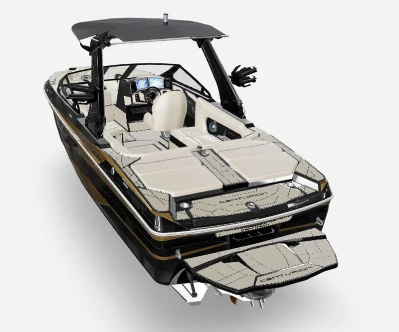 Slide: The Image of 2024 Centurion Ri230 boat with sleek design and modern features. - 5