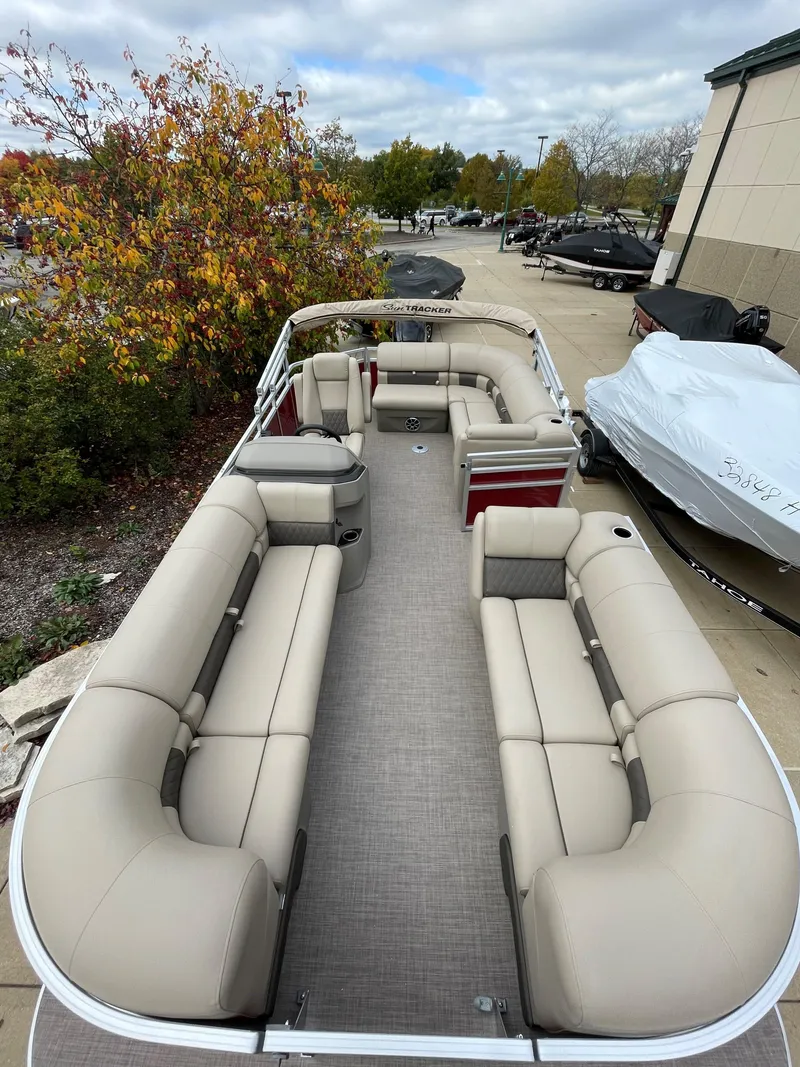 Slide: The Image of 2024 Sun Tracker Party Barge 20 DLX pontoon boat with spacious seating. - 3