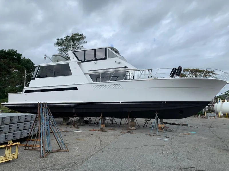 Slide: The Image of 1998 Viking 60 CMY yacht on dry dock for maintenance. - 2