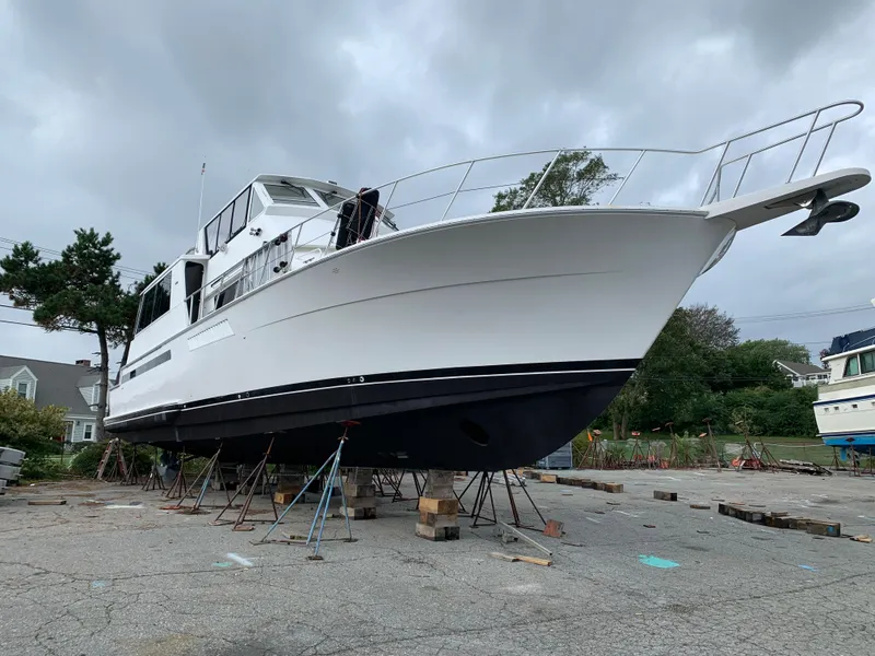 Slide: The Image of 1998 Viking 60 CMY yacht on dry dock for maintenance. - 5