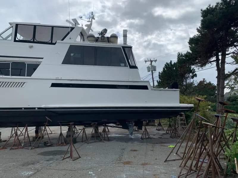 Slide: The Image of 1998 Viking 60 CMY yacht on stands for maintenance. - 9