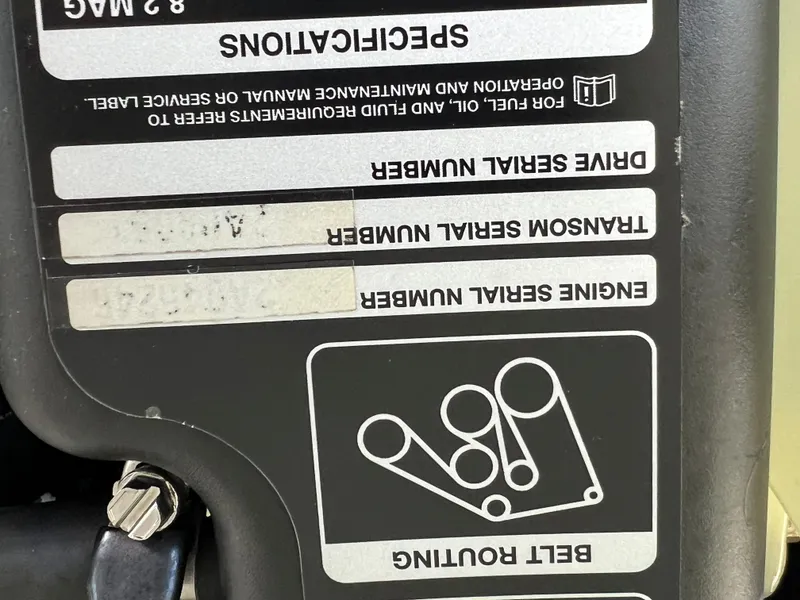 Slide: The Image of 2013 Formula 270 Bowrider engine specifications and serial numbers label. - 33