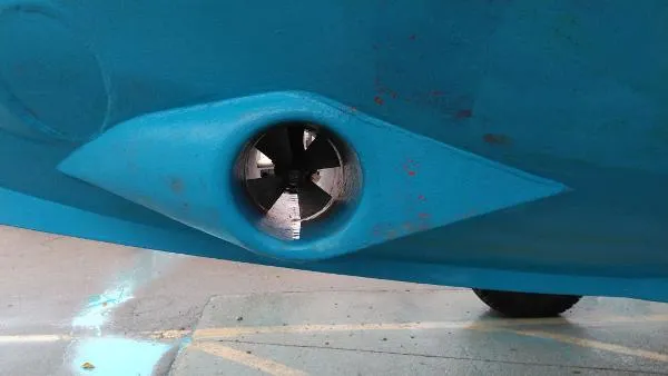 Slide: The Image of Close-up of a 2007 Custom Rockport Steel Trawler MY bow thruster. - 19
