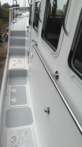 Slide: The Image of Side deck view of a 2007 Custom Rockport Steel Trawler MY. - 36