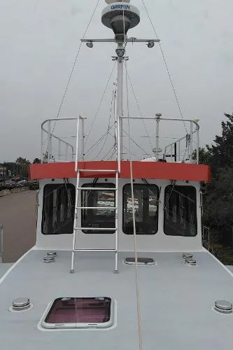 Slide: The Image of 2007 Custom Rockport Steel Trawler MY with Garmin radar and upper deck ladder. - 40