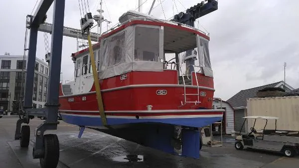 Slide: The Image of 2007 Custom Rockport Steel Trawler MY in dry dock for maintenance. - 8