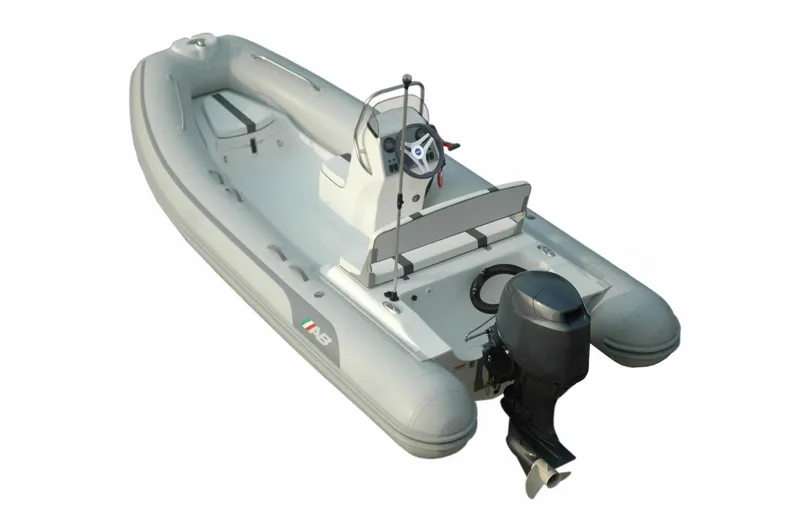Slide: The Image of 2024 AB Inflatables 15 OCEANUS VST inflatable boat with outboard motor. - 2