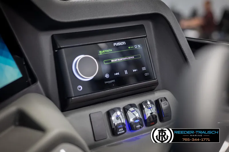 Slide: The Image of 2024 Avalon 2785 Excalibur EL dashboard with Fusion Bluetooth stereo system. - 47