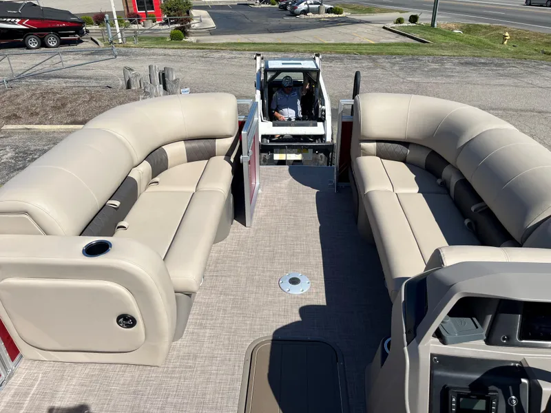 Slide: The Image of 2024 Sun Tracker Party Barge 22 RF XP3 with spacious seating and modern design. - 12