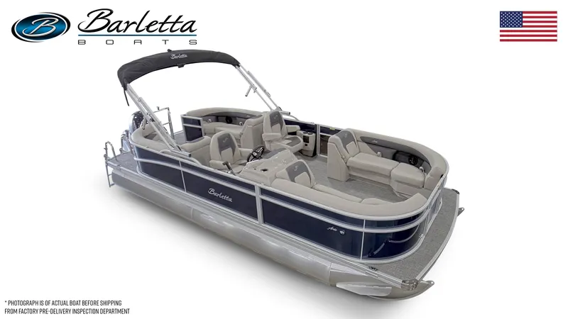 Slide: The Image of 2024 Barletta ARIA 22QC pontoon boat with seating and canopy. - 3