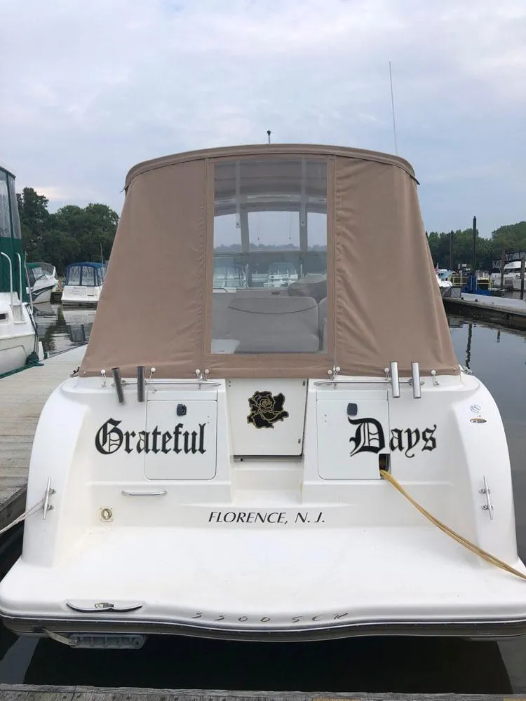 Slide: The Image of 2002 Maxum 3300 SCR boat docked, named Grateful Days, Florence, NJ. - 3