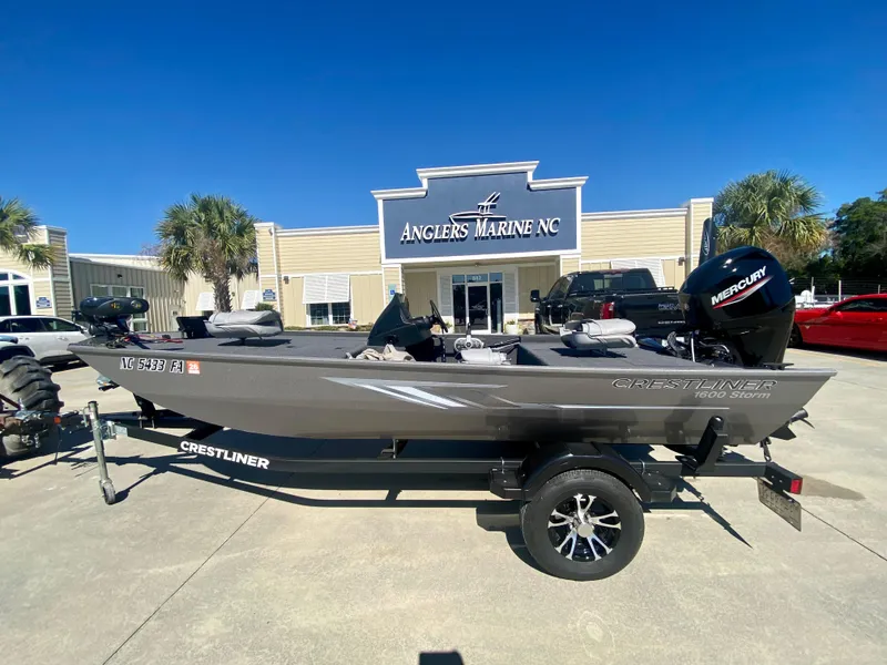 Slide: The Image of 2023 Crestliner 1600 Storm fishing boat at Angler's Marine NC dealership. - 0