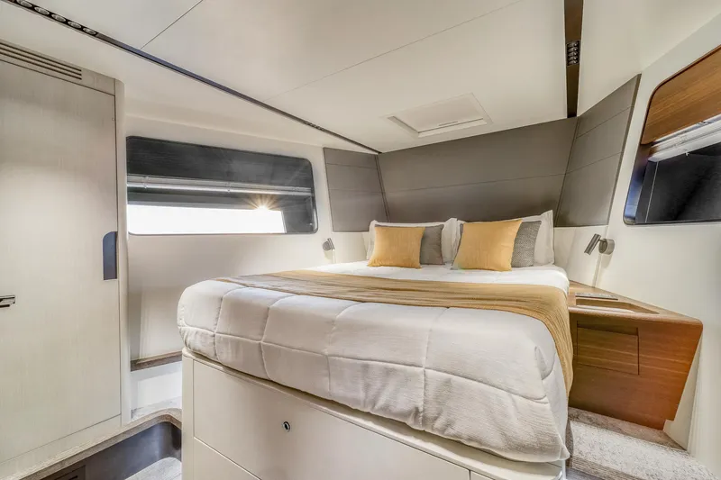 Slide: The Image of Luxurious bedroom interior of 2024 Astondoa AS5 yacht with modern design. - 20