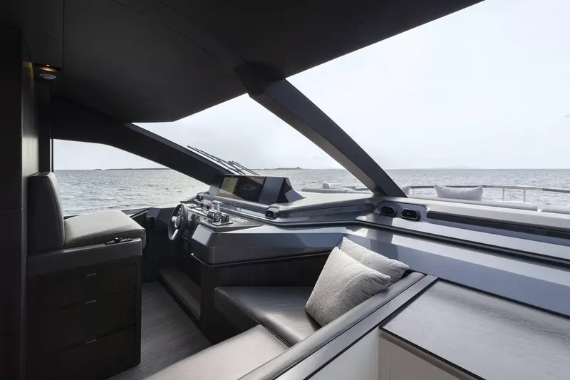 Slide: The Image of Interior helm of 2024 Astondoa AS8 yacht with ocean view. - 22