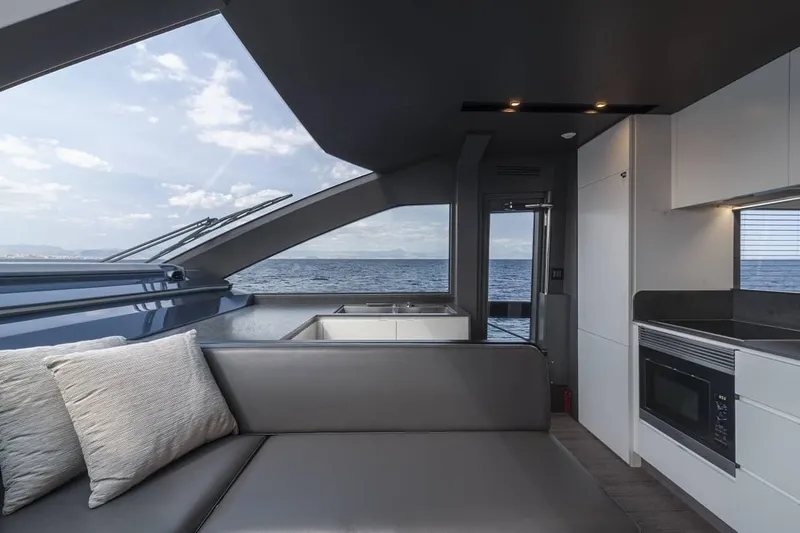 Slide: The Image of Modern interior of 2024 Astondoa AS8 yacht with ocean view. - 23